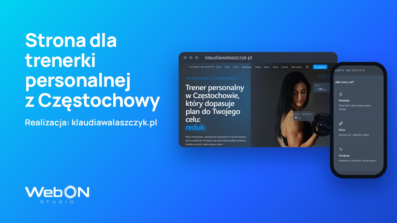 Strona klaudiawalaszczyk.pl na laptopie i telefonie